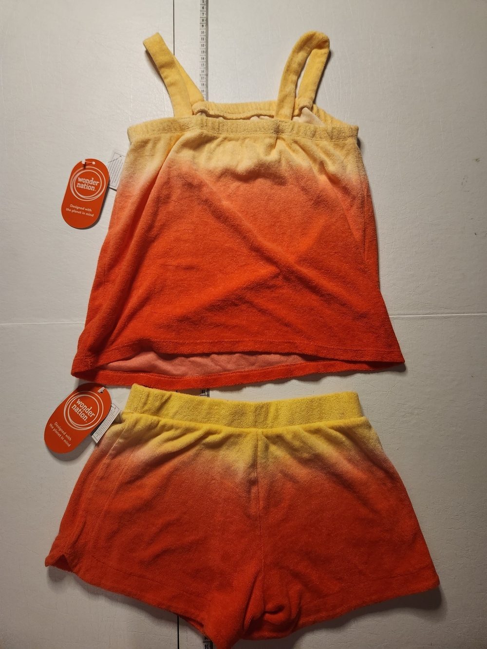 Wonder Nation Ombre Terry Tank & Shorts Set - Yellow to Orange